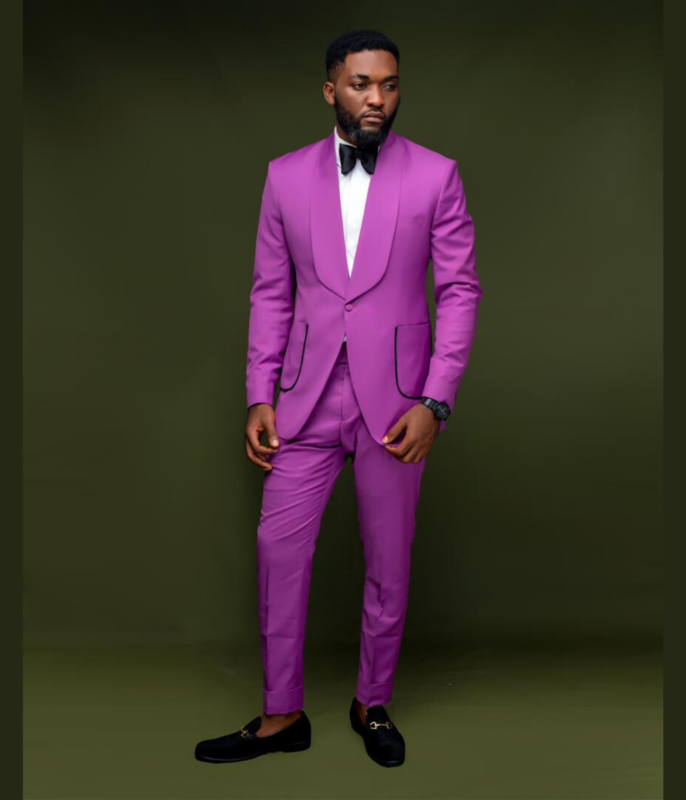 Mulberry Pink Shawl Lapel Suit With Detailed Pockets