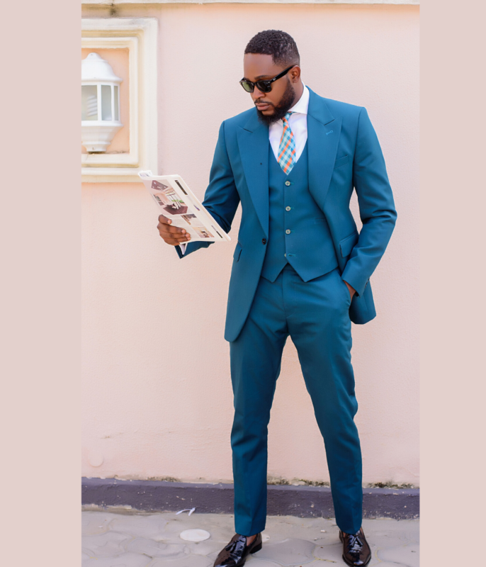 Men's Blue 3-Piece Bespoke Suit
