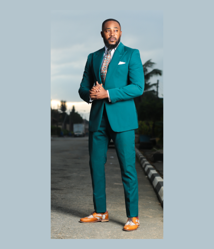Men's Teal Green Peak Lapel Business Suit