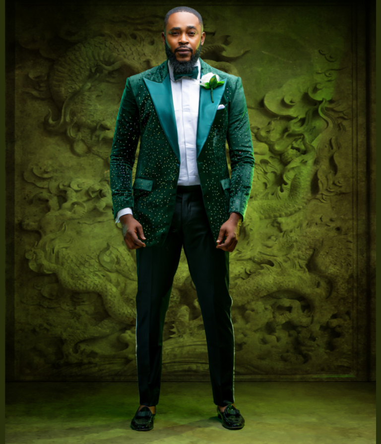 Embellished Emerald Green Peak Lapel Men’s Wedding Suit – Men's Custom ...