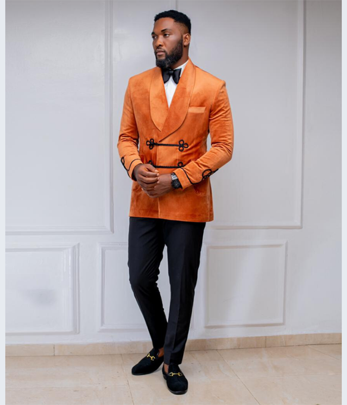 Burnt Orange Double Breasted Shawl Lapel Suit – Men's Custom Bespoke ...