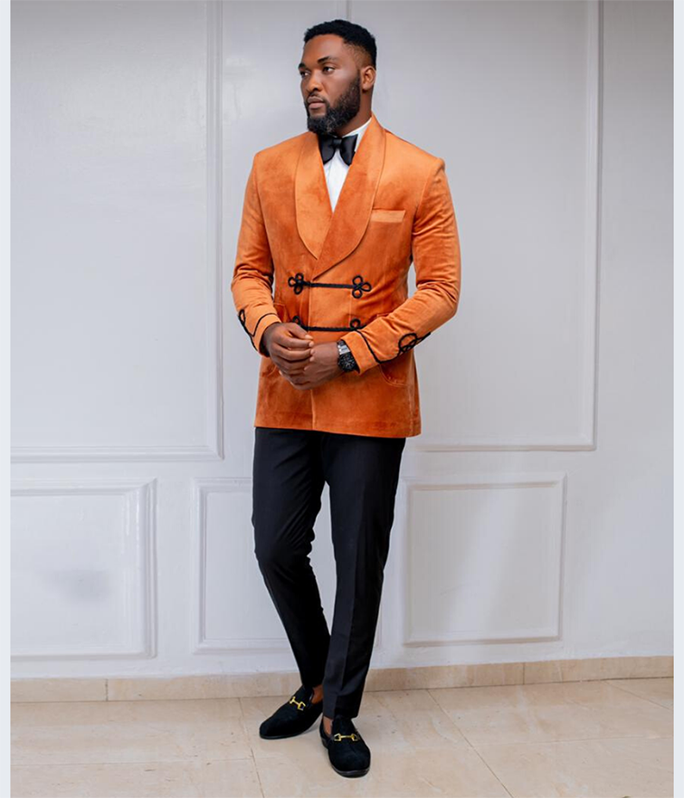 Burnt Orange Double Breasted Shawl Lapel Suit – Men's Custom Bespoke Suits