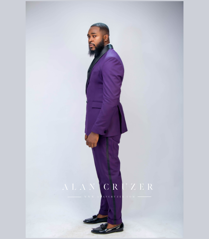 Two-Tone Purple & Black Double Breasted Shawl Lapel Suit